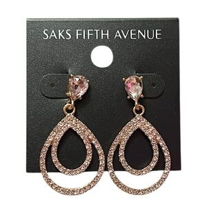 Saks Fifth Avenue Rose Crystal Teardrop Double Hoop Earrings